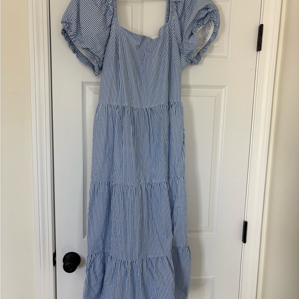 J. Crew Blue and White Striped Dress